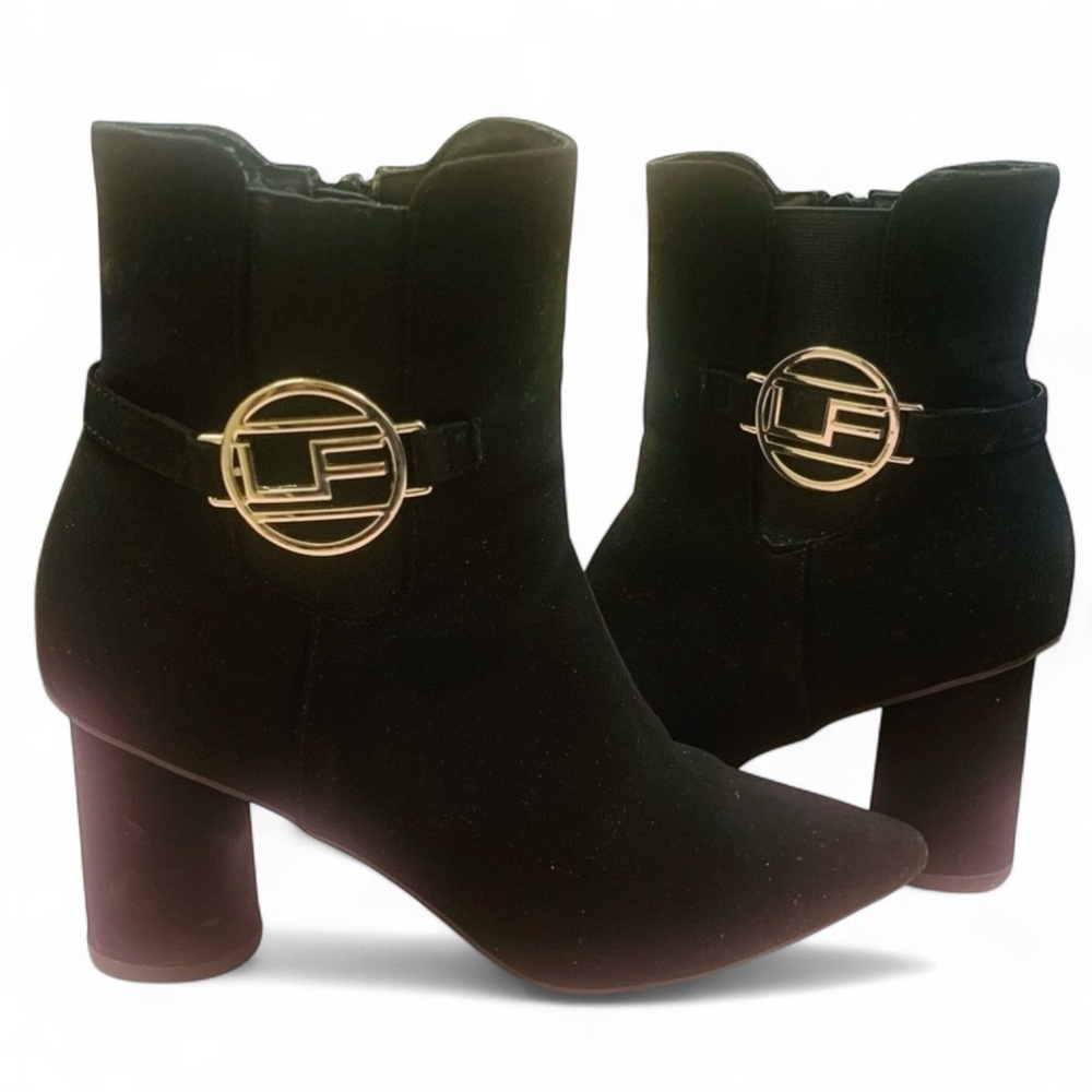 London Fog Suede Ankle Boots Black Date Night Size 7